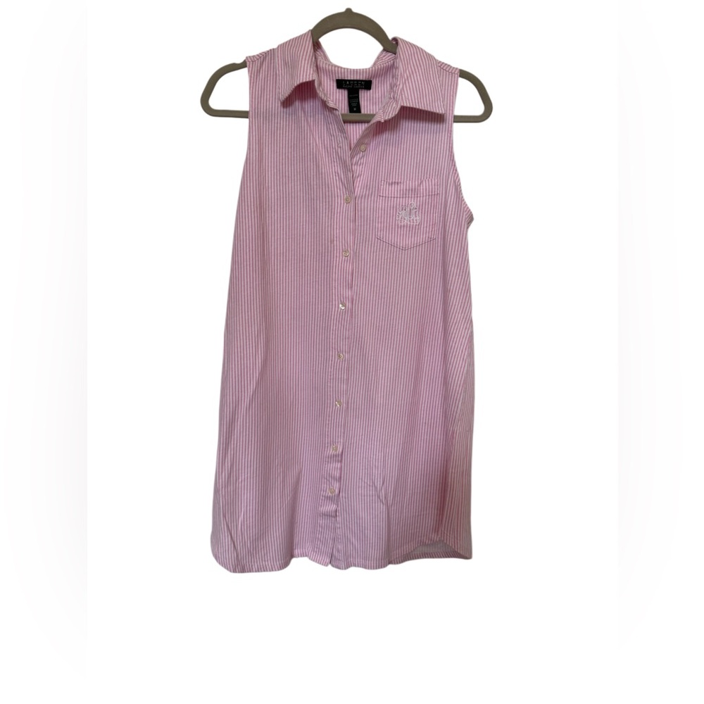 Ralph Lauren Pink Striped Cotton Nightgown